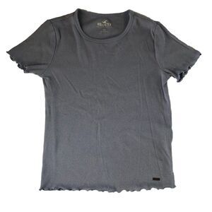 Hollister Juniors Ribbed Lettuce Edge Baby Tee Periwinkle Size XXS